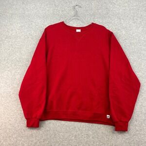 Vintage Russell Athletic Sweatshirt Blank Bright Red Mens M Classic Y2K Pullover